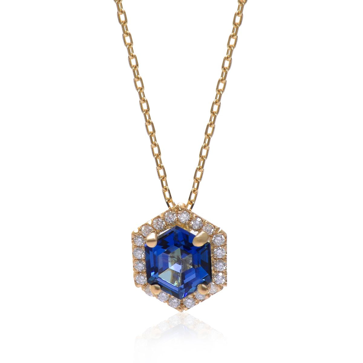 Suzanne Kalan 14K Yellow Gold Diamond and Blue Topaz Pendant Necklace