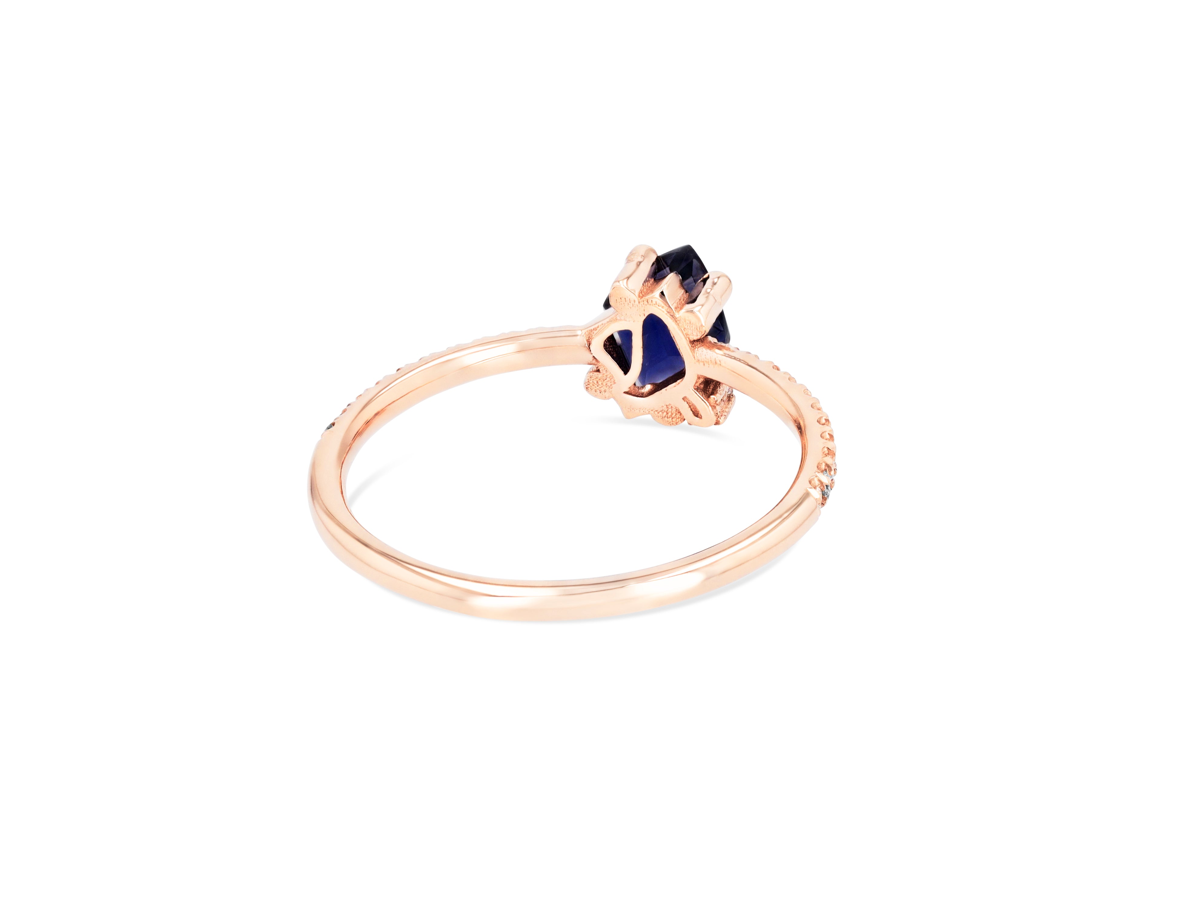 SUZANNE KALAN 14K ROSE GOLD, IOLITE & 0.14CT DIAMOND RING