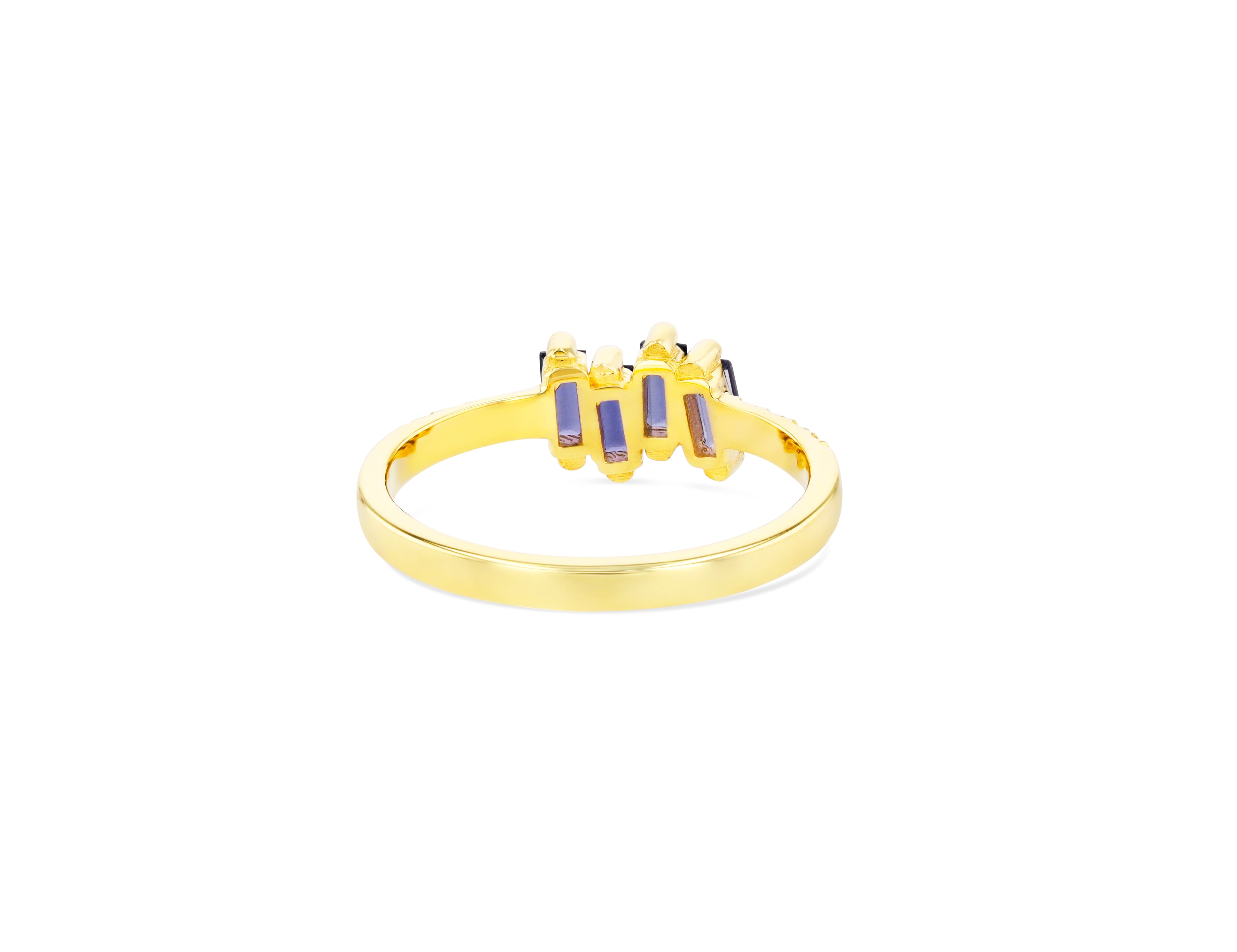 SUZANNE KALAN 14K YELLOW GOLD,  0.17CT DIAMOND & IOLITE RING