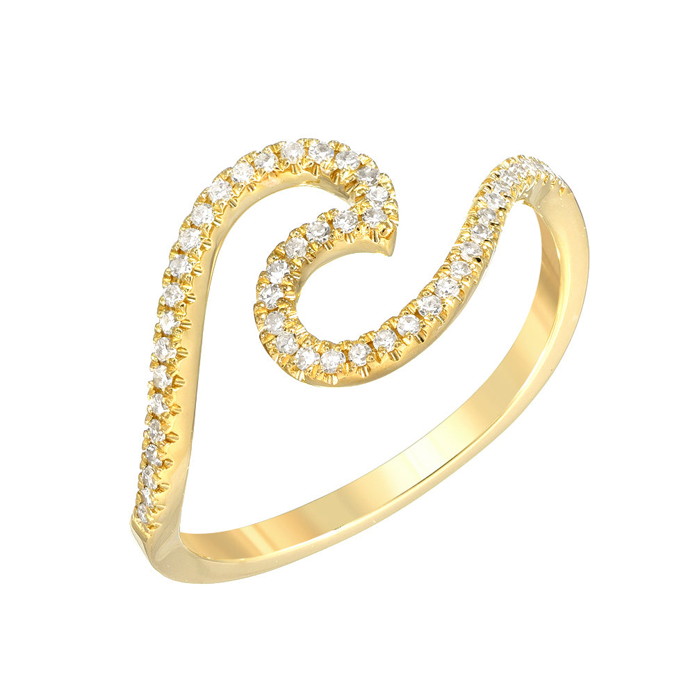 LIVEN CO 14KY GOLD & DIAMOND WAVE RING