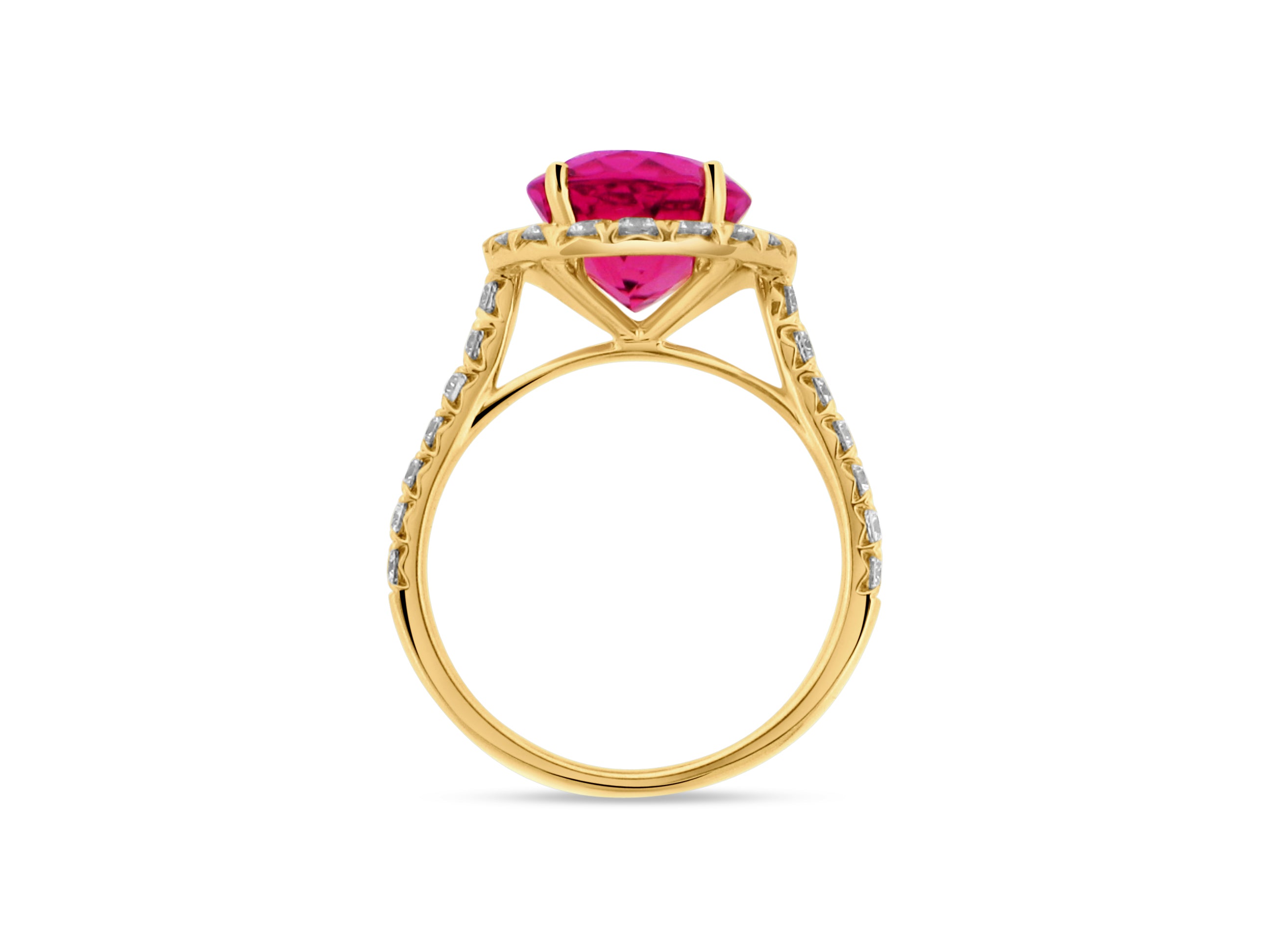 PRIVE 18K YELLOW GOLD  3.91CT A+  PINK TOURMALINE OVAL .88CT VS/G ACCENT NATURAL DIAMONDS