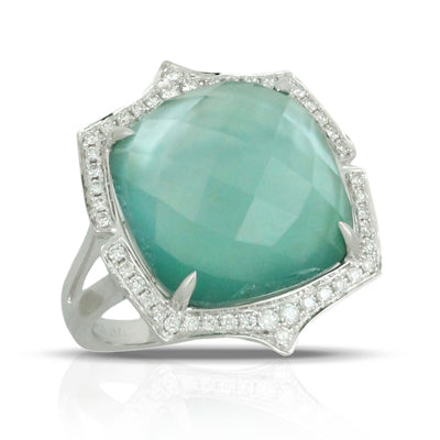 Doves Green Amethyst/White MOP/Green Agate Ring