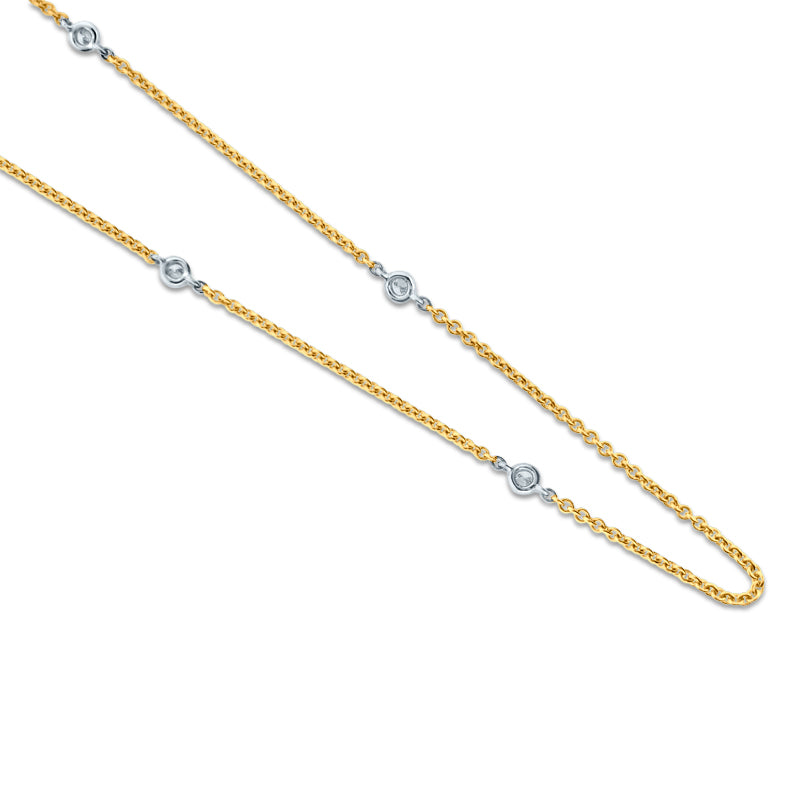 PRIVE' 18K YELLOW & WHITE GOLD 0.10CT DIAMOND BY THE YARD NECKLACE 18 INCHES