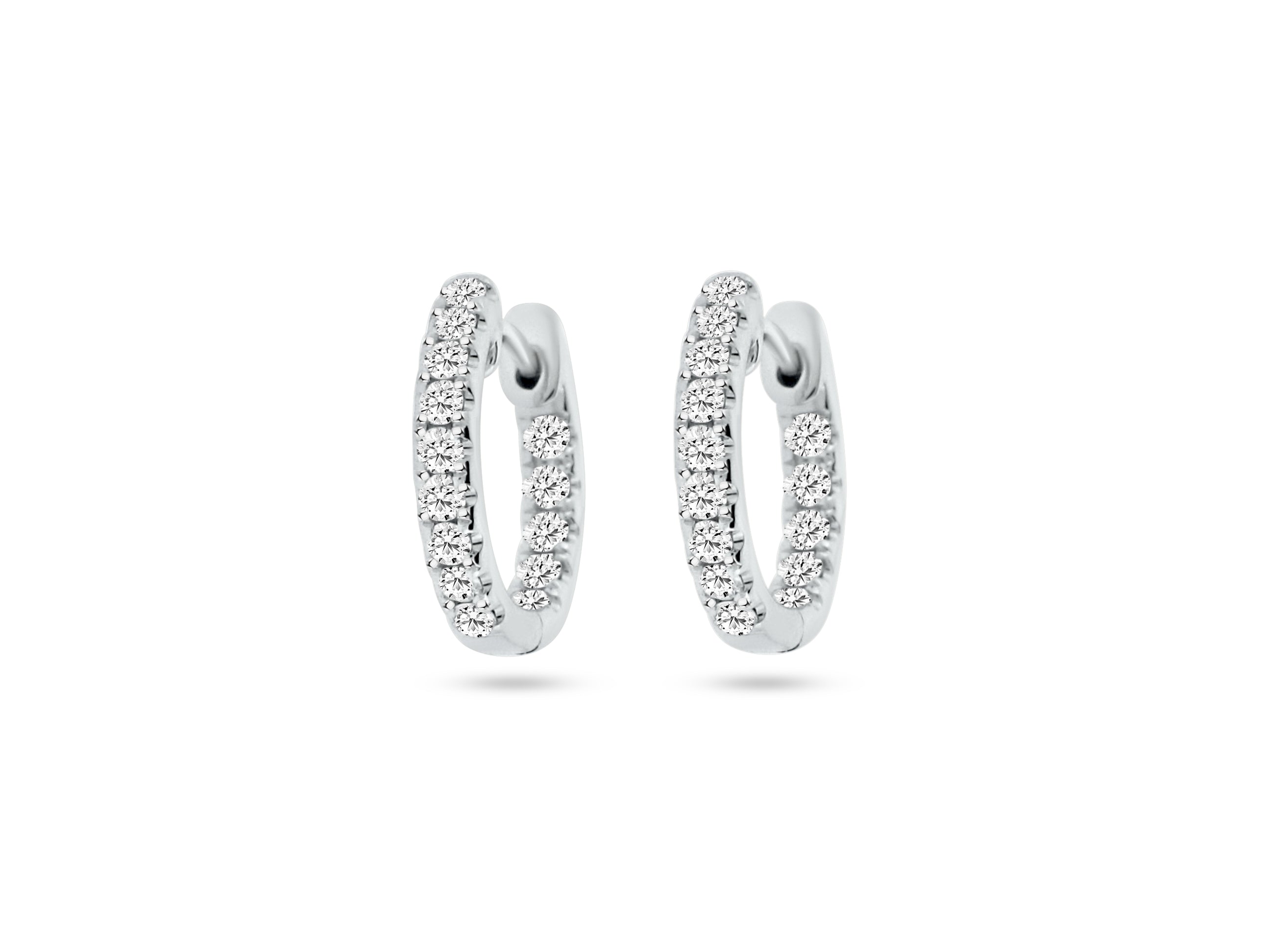 MULLOYS PRIVE'18K WHITE GOLD .62CTVS CLARITY G COLOR DIAMOND HOOPS