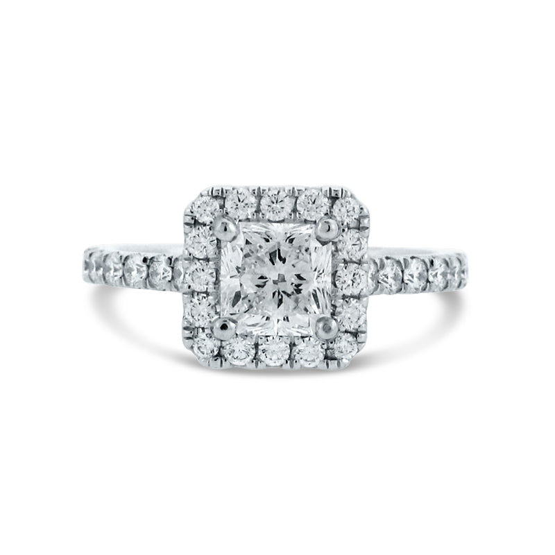 PRIVE' 18K WHITE GOLD 1.06CT RADIANT ENGAGMENT RING WITH 0.62CT OF ACENTING DIAMONDS