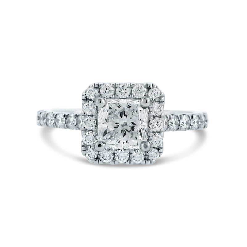 PRIVE' 18K WHITE GOLD 1.06CT RADIANT ENGAGMENT RING WITH 0.62CT OF ACENTING DIAMONDS