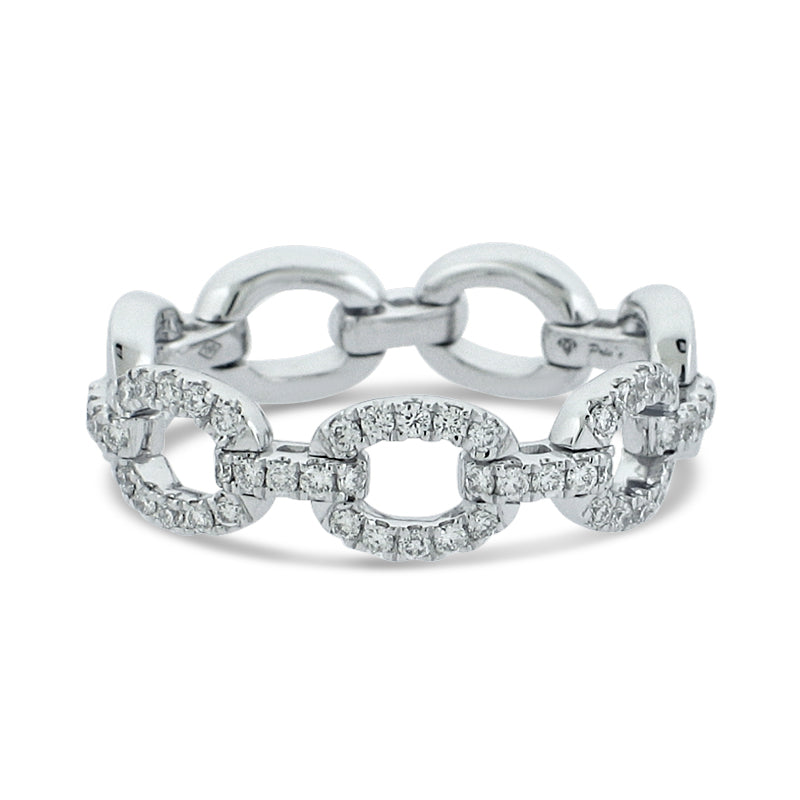 PRIVE' 18K WHITE GOLD 0.30CT PAVE SET DIAMOND CHAIN STYLE RING