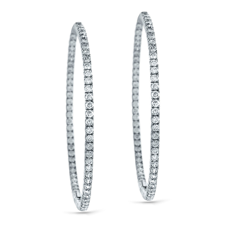 PRIVE' 18K WHITE GOLD 3.17CT DIAMOND INSIDE/OUT HOOPS
