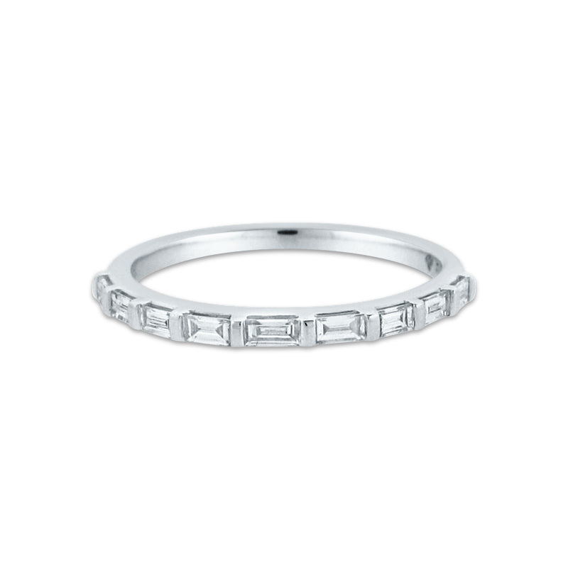 PRIVE'18K WHITE GOLD 0.34CT EAST/WEST BAGUETTE STACKABLE WEDDING BAND