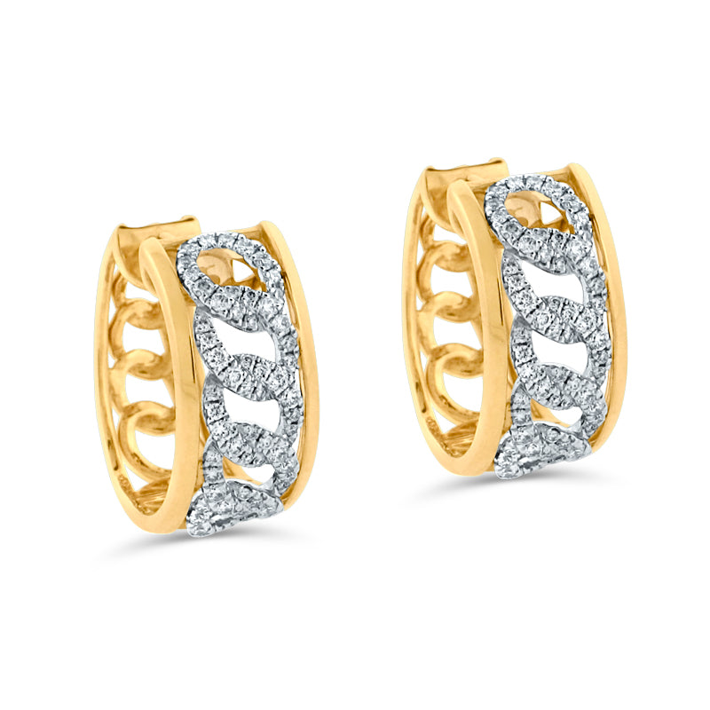 PRIVE' 18K YELLOW & WHITE GOLD 0.51CT DIAMOND PAVE SET CHAIN STYLE EARRINGS