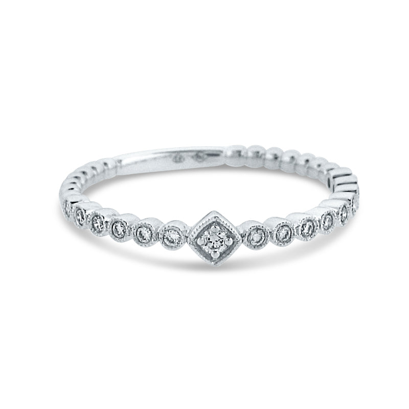 PRIVE' 18K WHITE GOLD & 0.12CT DIAMOND STACKABLE RING