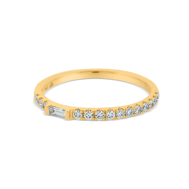 PRIVE' 18K YELLOW GOLD 0.27CT DIAMOND 1/2 WAY BAND WITH BAGUETTE ACCENT
