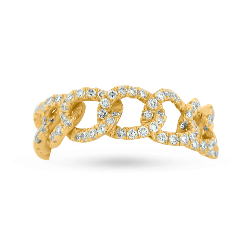 PRIVE' 18K YELLOW GOLD 0.63CT PAVE SET CHAIN STYLE RING