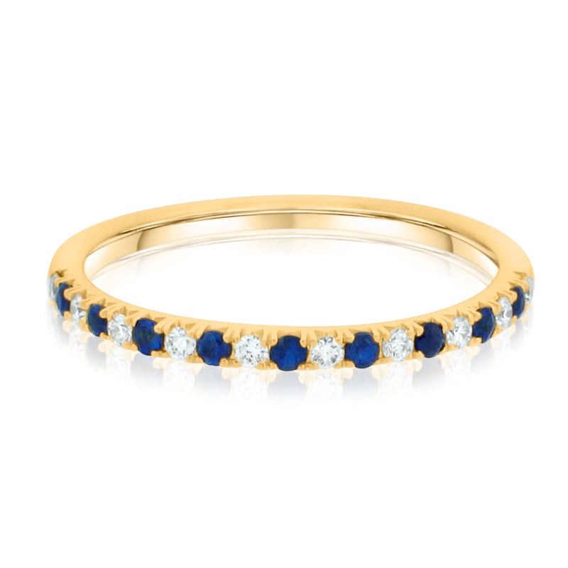 MULLOYS PRIVE'18K YELLOW GOLD .17CT A+ BLUE SAPPHIRE AND .12CT VS-SI-G  DIAMOND BAND R18464S