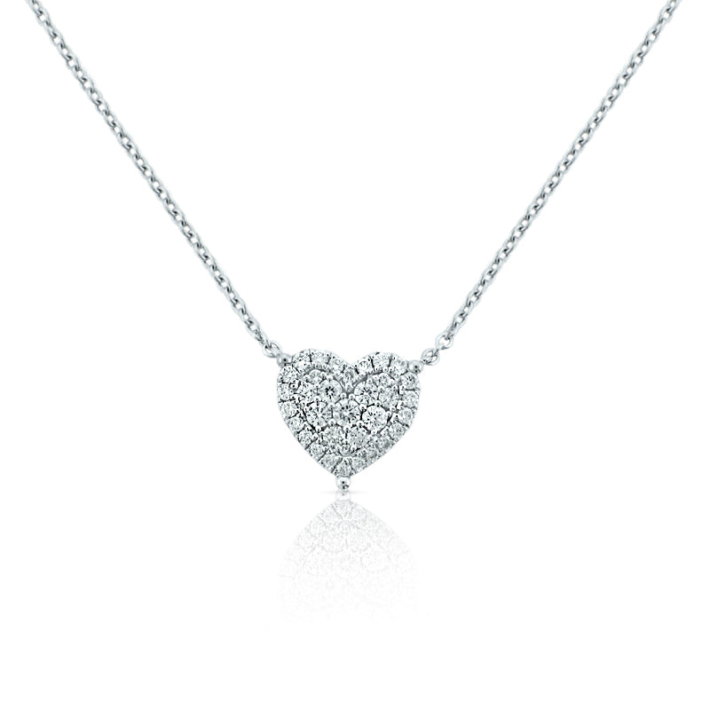 MULLOYS PRIVE'18K WHITE GOLD PAVE' DIAMOND HEART .33CT VS-SI-G DIAMONDS  N01876