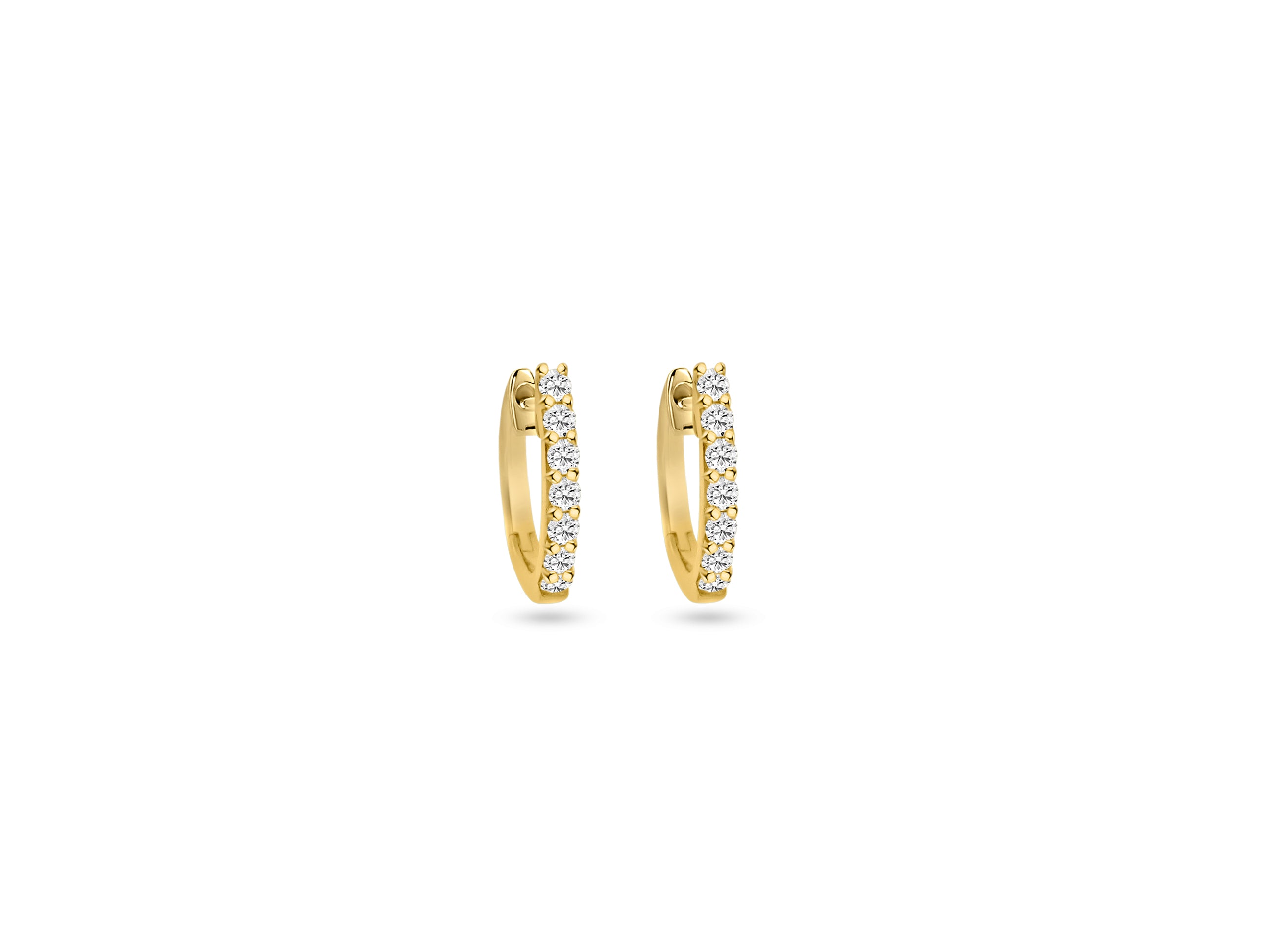MULLOYS PRIVE'18K YELLOW GOLD .21CT VS-SI CLARITY G COLOR DIAMOND HOOPS