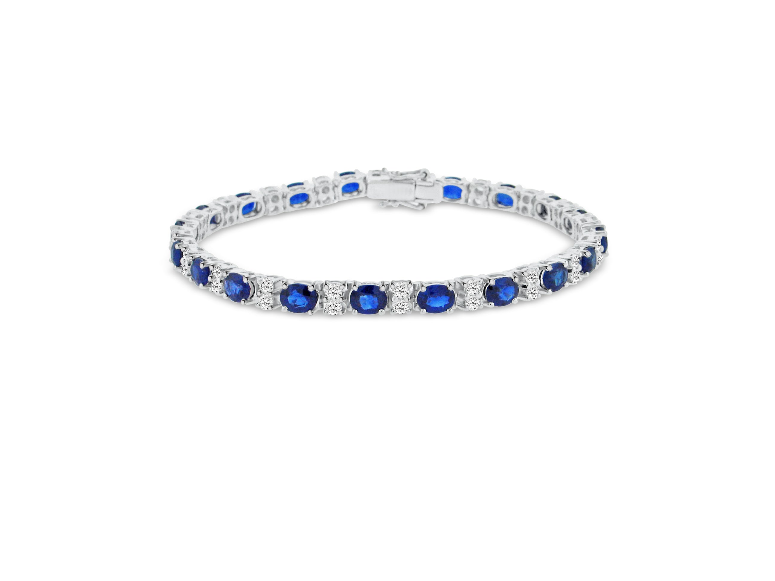 MULLOYS PRIVE'18K WHITE GOLD 9.05CT A+ SAPPHIRES 1.76CT VS-SI CLARITY G COLOR CLASSIC BRACELET