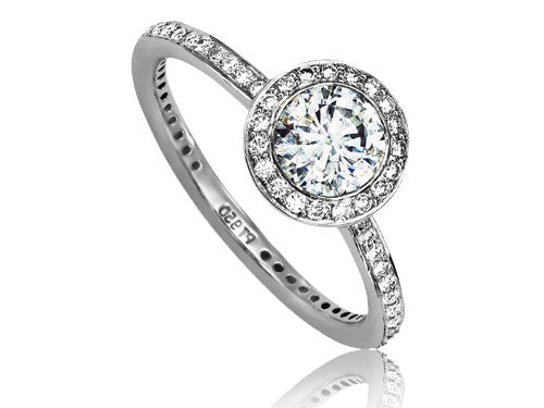RITANI PLATINUM ENGAGEMENT RING .77CT F/SI1 CENTER STONE & .32CTTW G/SI1 IN MOUNTING FROM THE ENDLESS LOVE COLLECTION