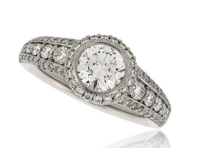 RITANI PLATINUM DIAMOND ENGAGEMENT RING, VS/G IN MOUNTING