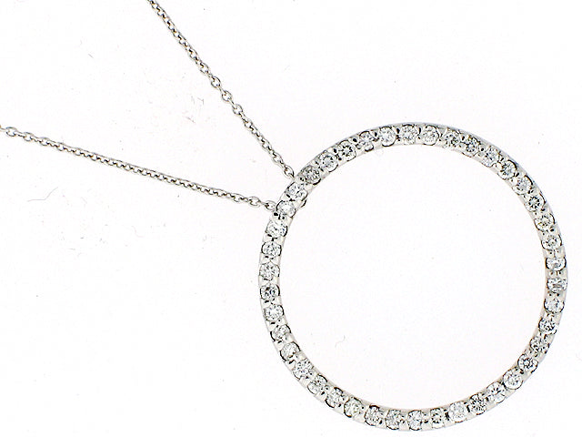 ROBERTO COIN 18K WHITE GOLD 0.62CT VS/G DIAMOND CIRCLE PENDANT FROM THE CIRCLE OF LIFE COLLECTION