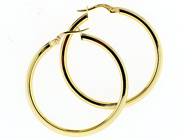 ROBERTO COIN 18K YELLOW GOLD HIGH POLISHED ROUND HOOP EARRINGS 35MM / 1 1/2" INCHES FROM THE CLASSIC COLLECTION