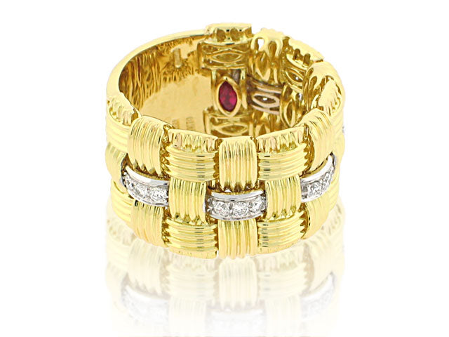 ROBERTO COIN 18K YELLOW AND WHITE GOLD 0.31CT SI/G DIAMOND BAND FROM THE APPASSIONATA COLLECTION