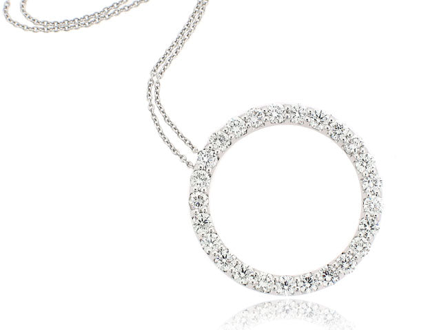 ROBERTO COIN 18K WHITE GOLD 1.73CT SI/G DIAMOND CIRCLE PENDANT FROM THE CIRCLE OF LIFE COLLECTION