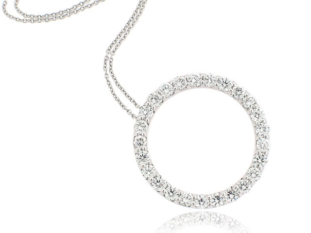 ROBERTO COIN 18K WHITE GOLD SI/G DIAMOND CIRCLE PENDANT