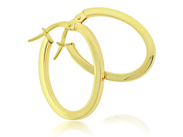 ROBERTO COIN 18K YELLOW GOLD MEDIUM HIGH POLISHED OVAL HOOP EARRINGS FROM THE GOLD COLLECTION