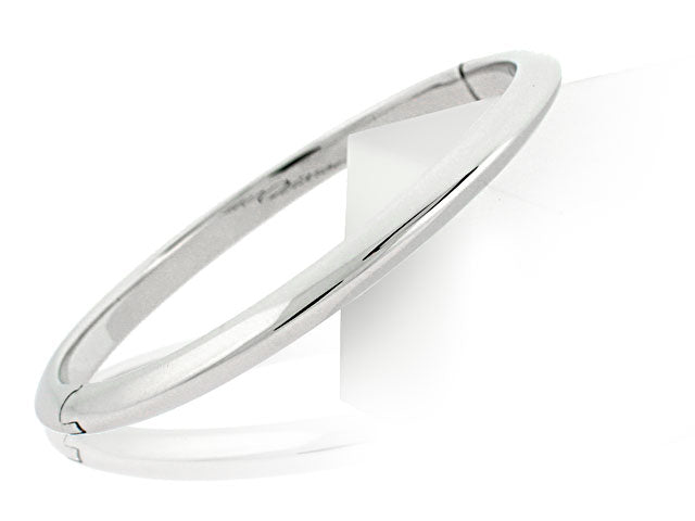 ROBERTO COIN 18K WHITE GOLD HIGH POLISHED DOMED BANGLE BRACELET FROM THE GOLD COLLECTION