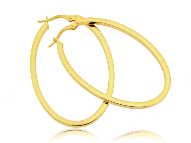 ROBERTO COIN 18K YELLOW GOLD HIGH POLISHED OVAL HOOP EARRINGS FROM THE GOLD COLLECTION