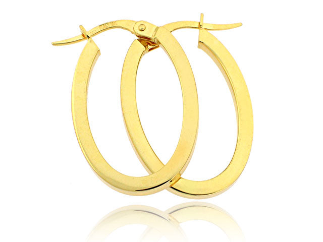ROBERTO COIN 18K YELLOW GOLD HIGH POLISHED MEDIUM OVAL HOOP EARRINGS FROM THE GOLD COLLECTION