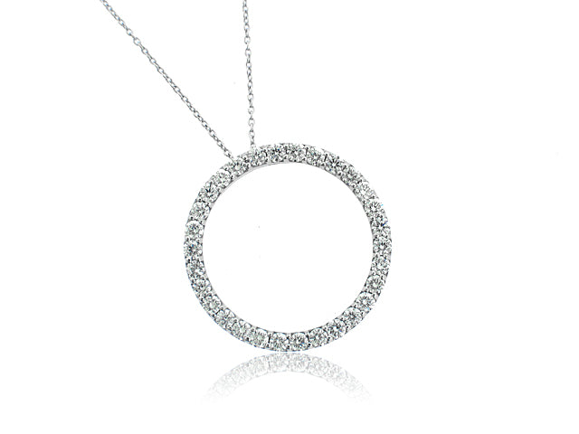 ROBERTO COIN 18K WHITE GOLD 1.33CT SI/G-H DIAMOND CIRCLE PENDANT FROM THE CIRCLE OF LIFE COLLECTION