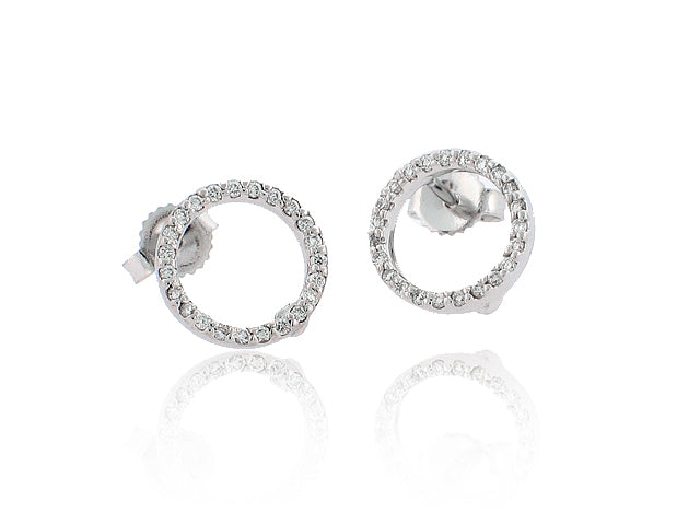 ROBERTO COIN 18K WHITE GOLD SI/G DIAMOND CIRCLE STUD