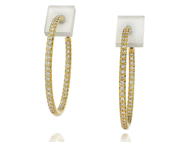 ROBERTO COIN 18K YELLOW GOLD 0.98CT SI/G INSIDE OUT DIAMOND HOOP EARRINGS FROM THE DIAMOND COLLECTION