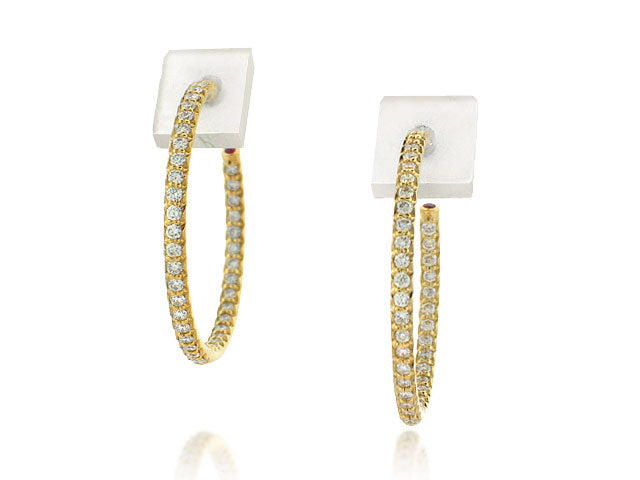 ROBERTO COIN 18K YELLOW GOLD 0.80CT SI/G INSIDE OUT DIAMOND HOOP EARRINGS FROM THE DIAMOND COLLECTION