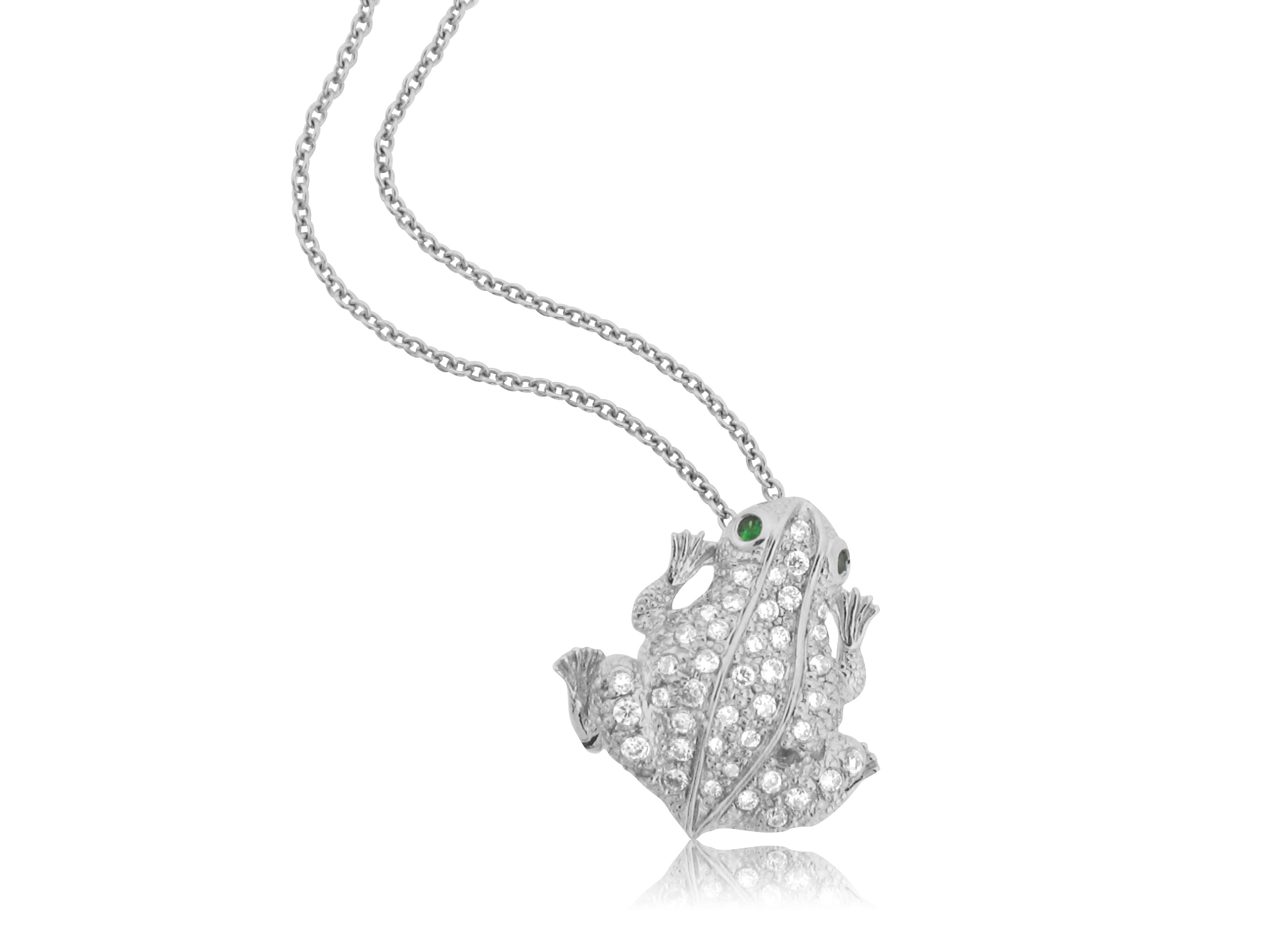 ROBERTO COIN 18K WHITE GOLD 0.30CT SI/G DIAMOND FROG PENDANT FROM THE TINY TREASURES COLLECTION