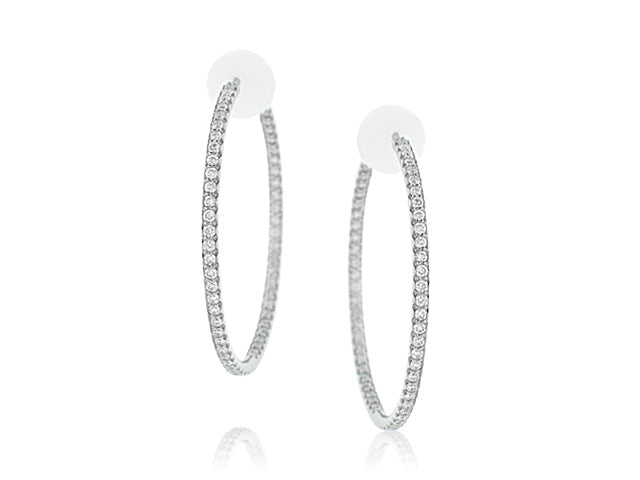 ROBERTO COIN 18K WHITE GOLD 1.10CT SI-G/H DIAMOND INSIDE OUT HOOPS FROM THE DIAMOND COLLECTION