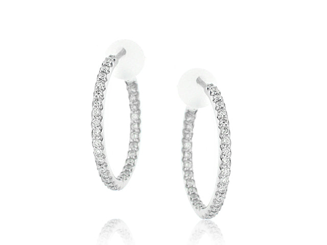 ROBERTO COIN 18K WHITE GOLD 0.66CT SI-G/H DIAMOND INSIDE OUT HOOP EARRINGS FROM THE DIAMOND COLLECTION