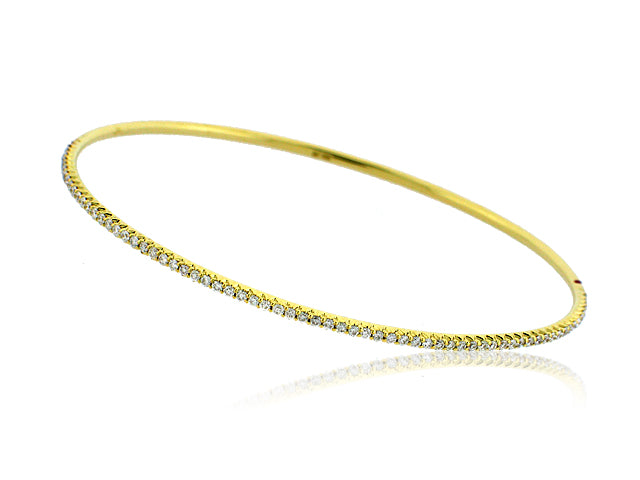 ROBERTO COIN 18K YELLOW GOLD 0.67CT SI/G DIAMOND PAVE' OVAL BANGLE BRACELET FROM THE DIAMOND COLLECTION