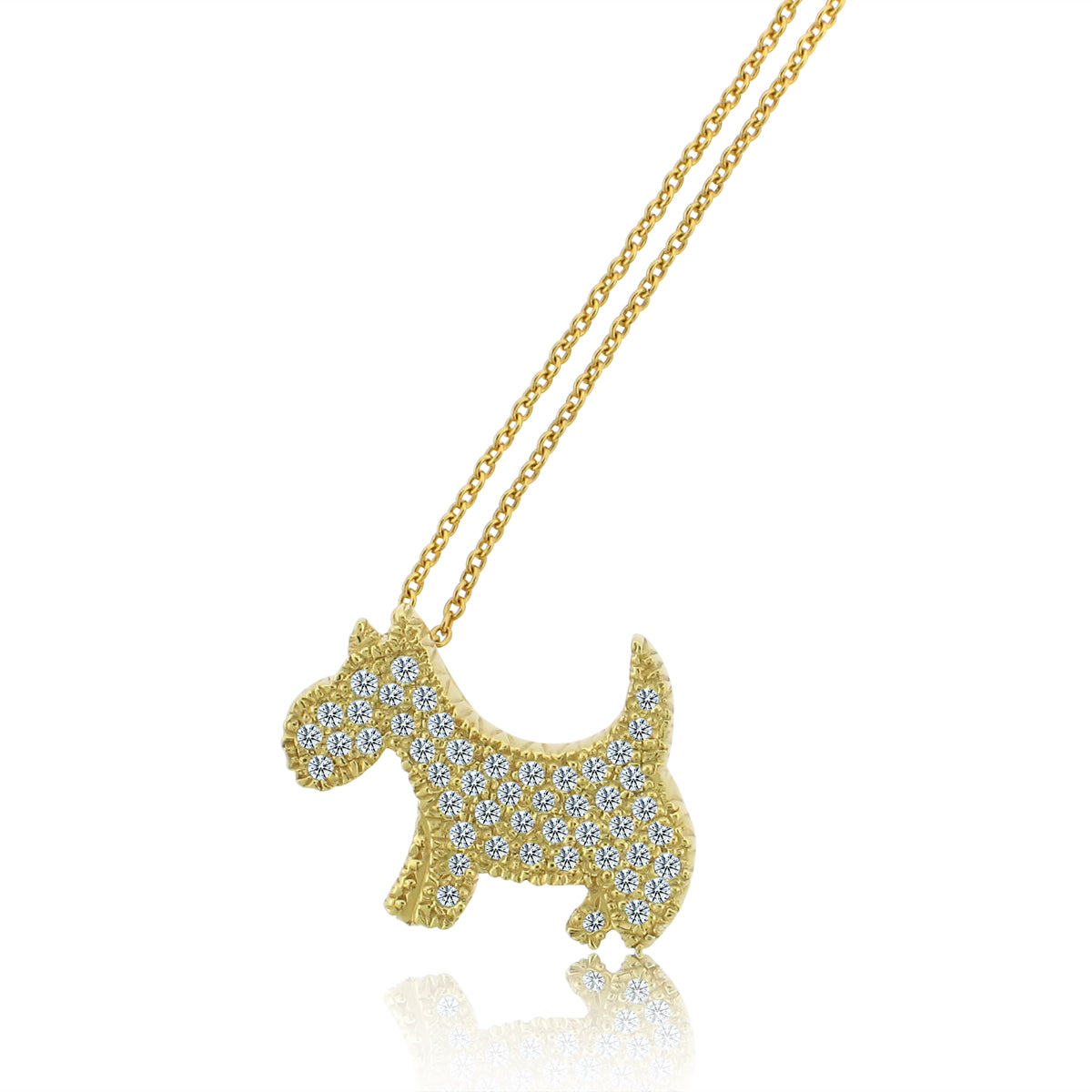 ROBERTO COIN 18K YELLOW GOLD 0.21CT DIAMOND SCOTTY DOG  PENDANT FROM THE TINY TREASURES COLLECTION