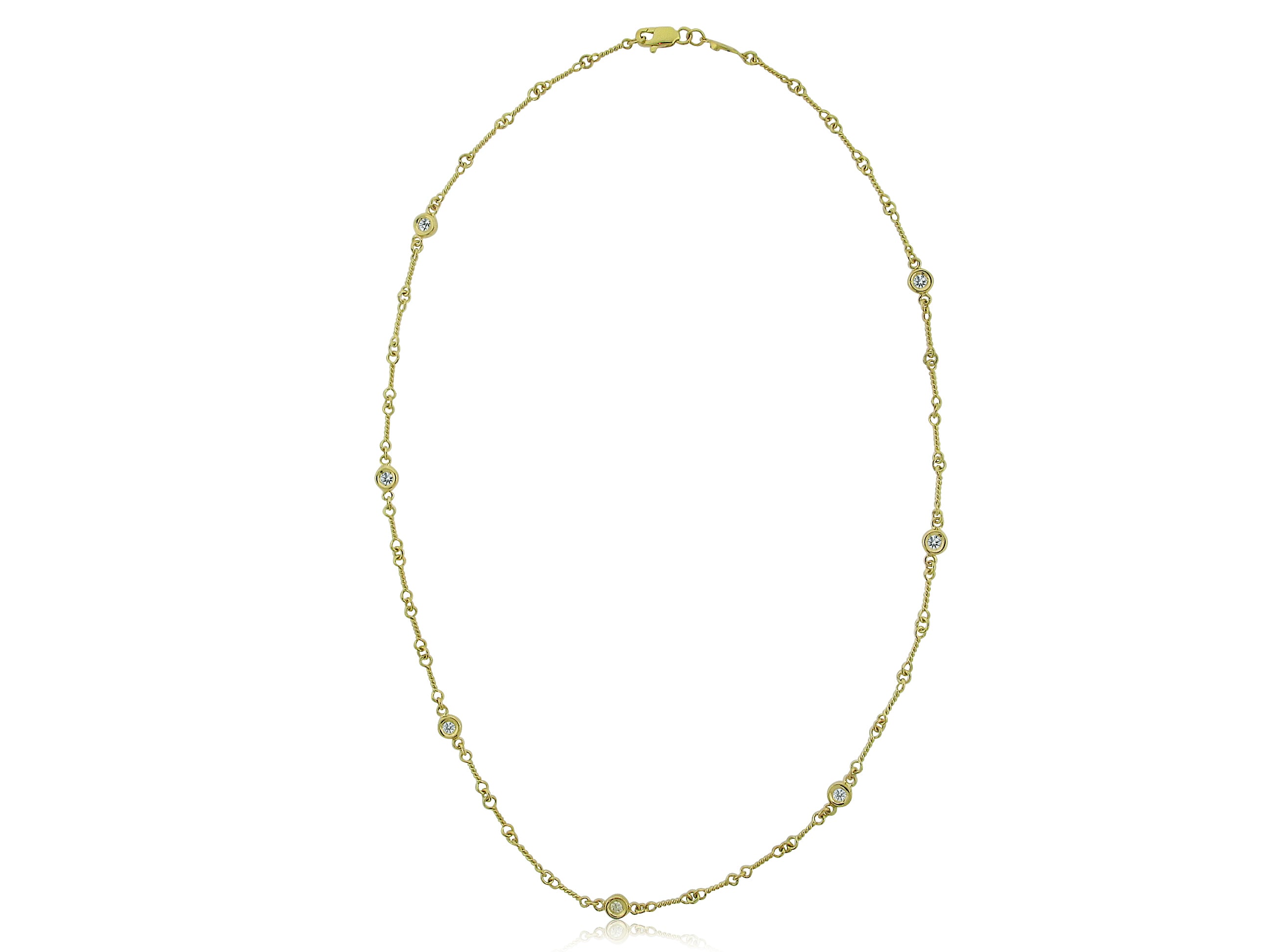 ROBERTO COIN 18K YELLOW GOLD 0.28CT SI/G DIAMOND STATION NECKLACE ON A DOG BONE CHAIN FROM THE DIAMONDS BY THE INCH COLLECTION