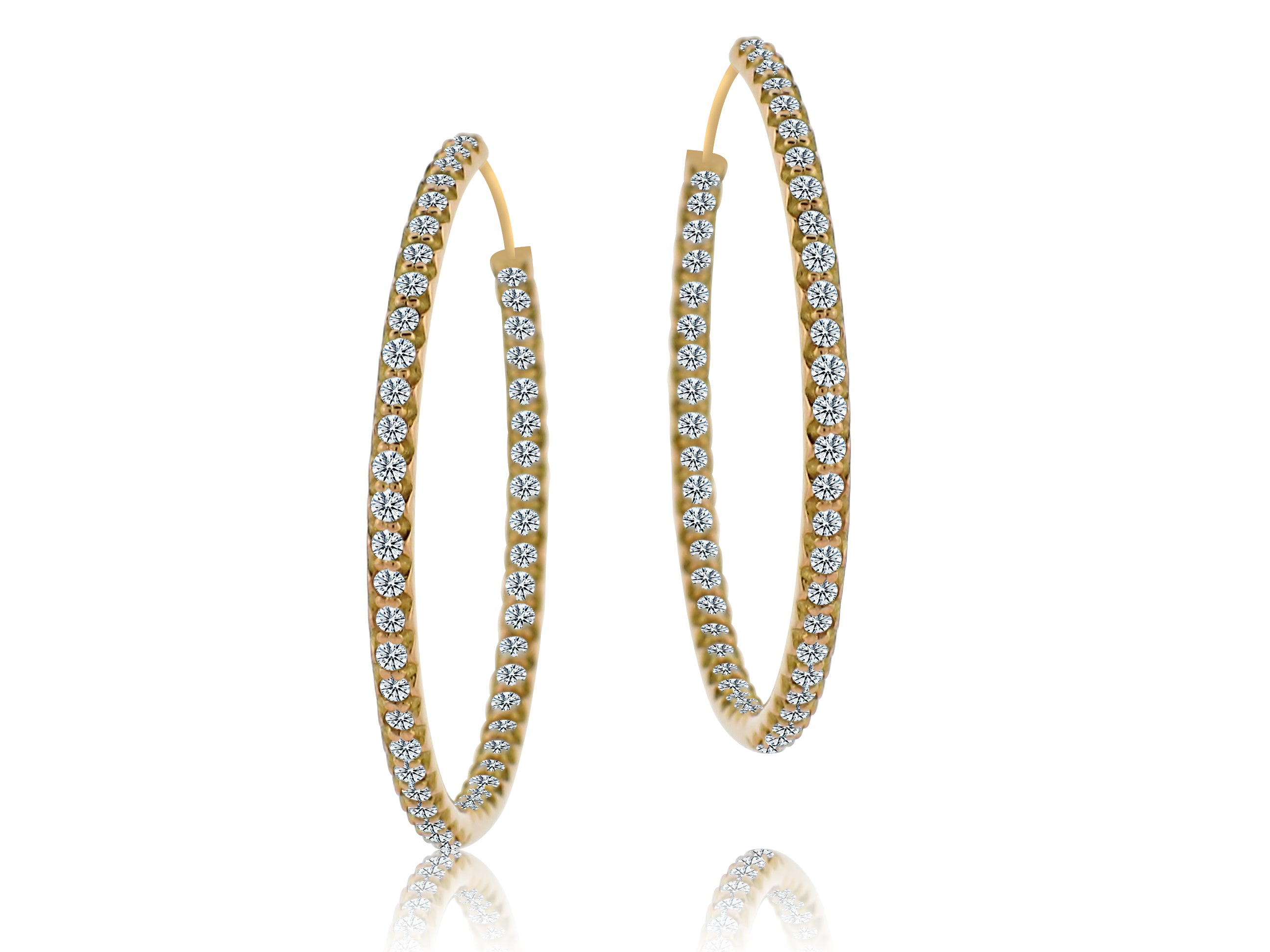 ROBERTO COIN 18K ROSE GOLD 0.98CT SI/G DIAMOND HOOP EARRINGS FROM THE DIAMOND COLLECTION
