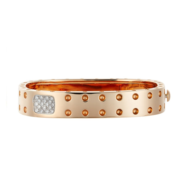 ROBERTO COIN 18K ROSE AND WHITE GOLD DIAMOND 2 ROW BANGLE BRACELET FROM THE POIS MOI COLLECTION