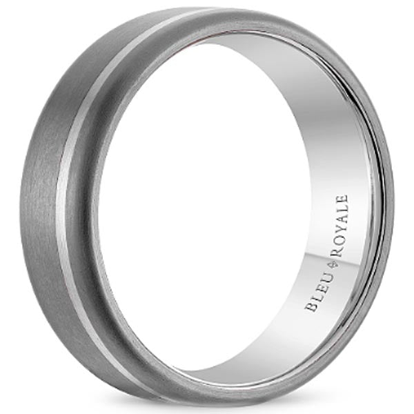 BLEU ROYALE 14K WHITE GOLD & TANTALUM MENS WEDDING BAND