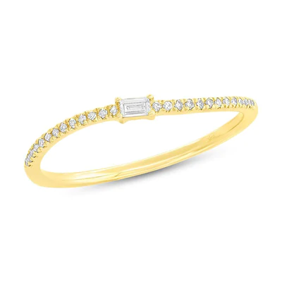 14K YELLOW GOLD 0.11CT BAGUETTE STACKING BAND