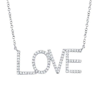 14K WHITE GOLD 0.21CT DIAMOND 'LOVE' NECKLACE
