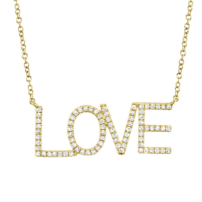 14K YELLOW GOLD 0.21CT DIAMOND 'LOVE' NECKLACE