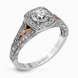 SIMON G 18K WHITE GOLD 0.39CT DIAMOND ENGAGEMENT RING MOUNTING (CENTER STONE SOLD SEPARATELY) FROM THE ENGAGEMENT RING COLLECTION