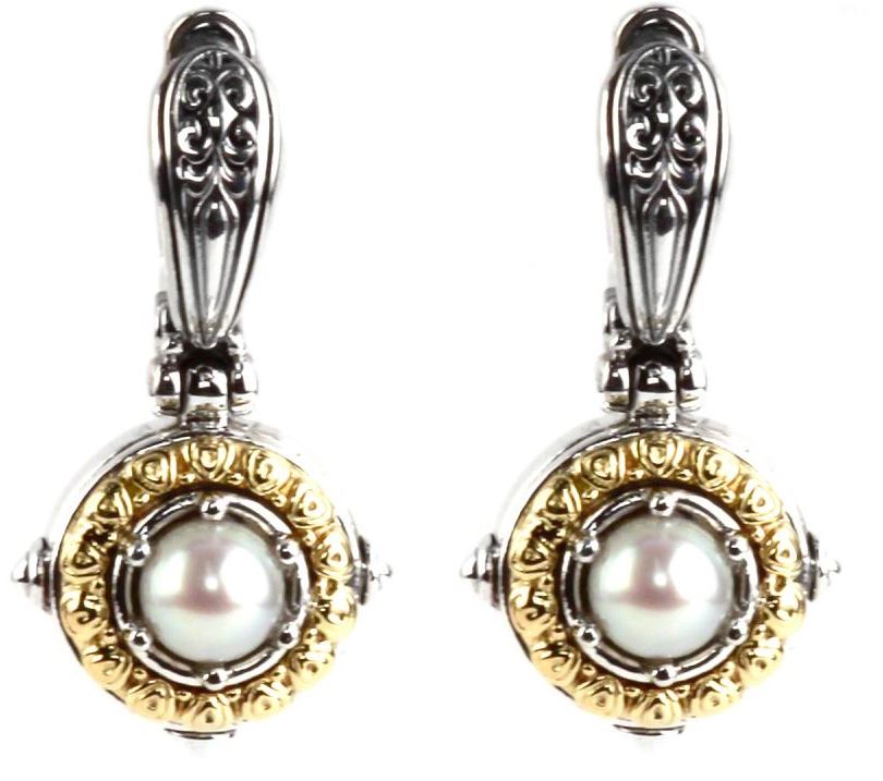 KONSTANTINO STERLING SILVER & 18K GOLD PEARL (OTHER STONE CHOICES AVAILABLE) DROP EARRINGS FROM THE